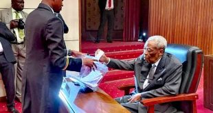 Niat Njifenji, the 88-year-old outgoing President of the Senate re-elected
